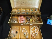 Jewelry box with costume jewelry (box as-is)