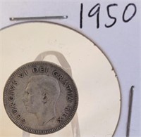 1950 Georgivs VI Canadian Silver Dime