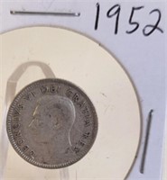 1952 Georgivs VI Canadian Silver Dime