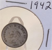 1942 Georgivs VI Canadian Silver Dime
