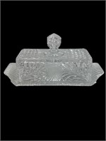 Clear Cut Crystal Covered Butter Dish