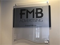Glass FMB Sign, can be re-covered for your busines