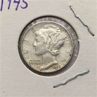 1945 Silver Mercury Dime