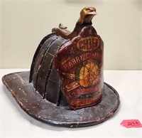 Large Wood Folk Art Fire Helmet
