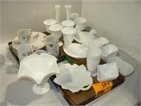 LARGE GROUP MILK GLASS, HENS ON NESTS,