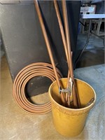 Bucket with Roll of 3/8 OD Copper and Misc. Copper