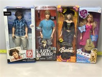 NIB Harry, Taylor, Justin and Barbie dolls with