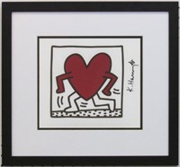 RUNNING HEART PRINT PLATE SIGN BY KEITH HARING