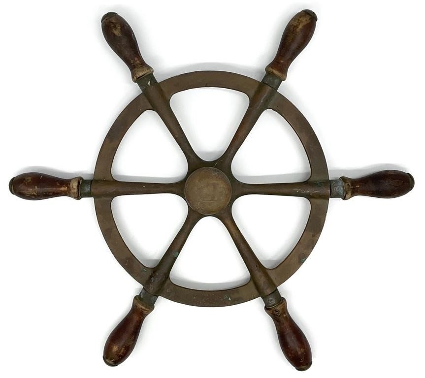 Brass Ship's Maritime Steering Wheel