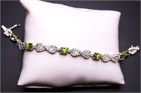 Sterling peridot & white sapphire bracelet, lab