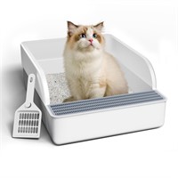 Mimfam Open Cat Litter Box with High Side Anti-Spl