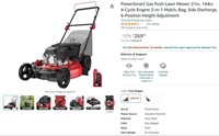 N5535 Gas Push Lawn Mower 21in. 144cc, Gray Bagger