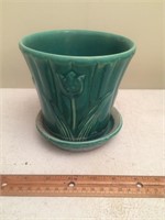 Green Pottery Planter