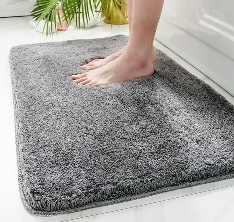 OVERSHORE Grey Bath Rug, 24"x16"