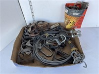 Box lot- pipe clamps, cable, misc