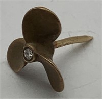 14k Gold And Diamond Airplane Propeller Tie Tac
