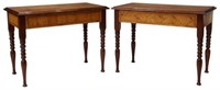 (2) MAHOGANY & ROSEWOOD PARQUETRY-TOP SIDE TABLES