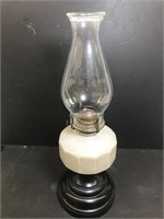 One piece painted White Glass. Fuel Oil Lamp with