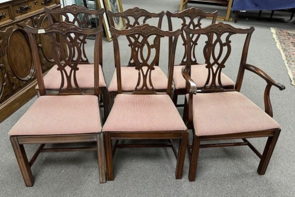 6 Antique Reproduction Chippendale Dining Chairs