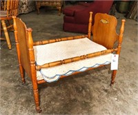 Antique Maple Doll Bed with Baby Quilt