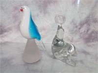 Glass Parrot & Seal Candle Holder