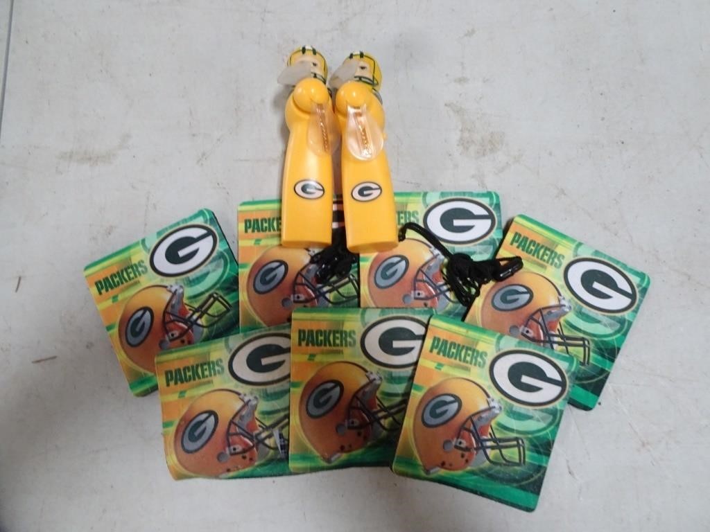 Lot of Green Bay Packers Coasters & Travel Fans