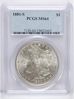 1881-S US MORGAN SILVER $1 DOLLAR COIN
