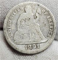 1891-S Seated Liberty Dime