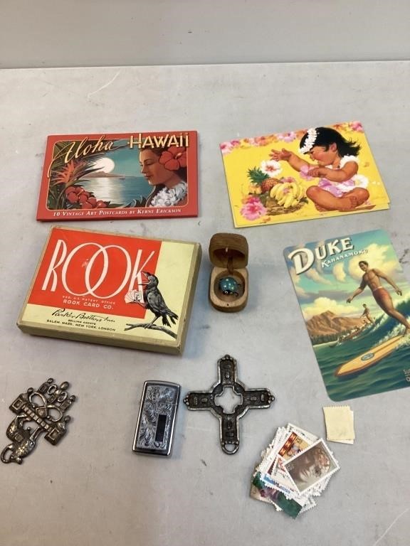 Zippo Lighter, Vintage ROOK Card Game, etc.