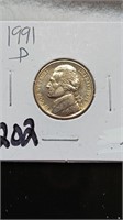 BU 1991-D Jefferson Nickel