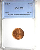 1942-D Cent MS67 RD LISTS $165