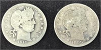 1898 & 1911 Barber Quarters - Silver
