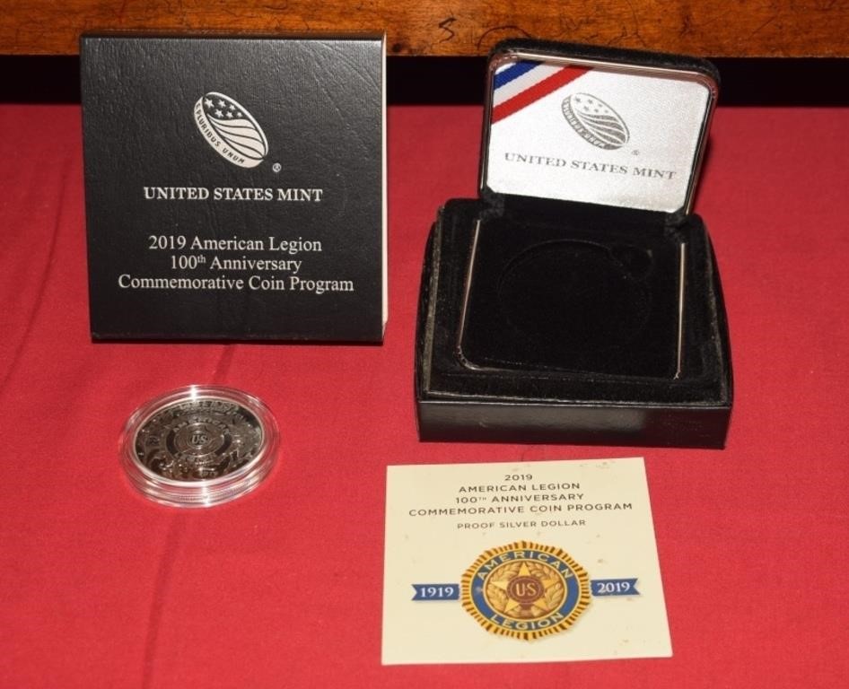 2019P American Legion Comm. Silver Dollar w/ COA &