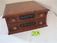 Antique Goff's Braid Spool Cabinet