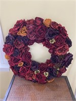 Vintage Dried Rose & Grapevine Wreath