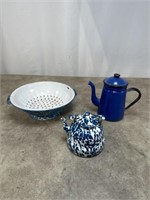 Vintage Metal Tea Pots and Strainer