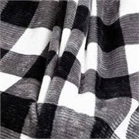 Safdie & Co. Flannel Printed Ribbed 48x60 White
