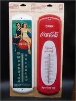 COCA-COLA CLASSIC THERMOMETERS LOT OF 2