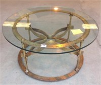 Heavy metal and glass contemporary coffee table