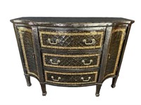 CRACKLE FINISH GOLD DECORATED CREDENZA