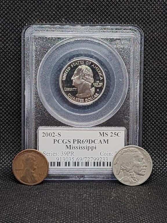 1934 Buffalo Nickel, 2002 S Slabbed Mississippi