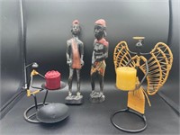 African Tribal Figures and Candleholders
