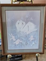 Swimming Swans Framed Art