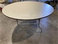 Round 60" Cream w/Brown Trim Folding Table