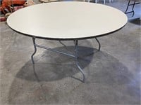 Round 60" Cream w/Brown Trim Folding Table