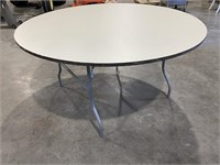 Round 60" Cream w/Brown Trim Folding Table