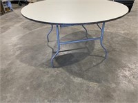 Round 60" Cream w/Brown Trim Folding Table