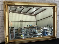 Gilt Gold on Cream Crackle Finish Beveled Mirror