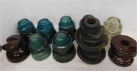 7 glass Hemingray insulators - 4 ceramic