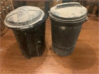2- plastic trash cans